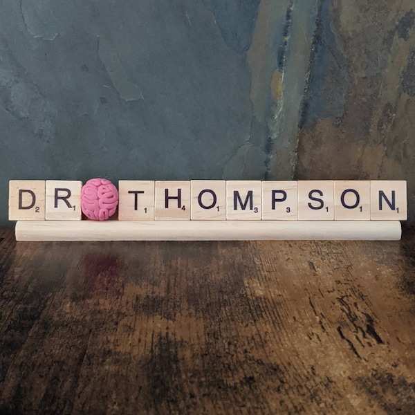 Personalized Brain Doctor Scrabble Tile Name Plates | Doctor Gift | Custom Gift for Doctor, Neurosurgeon, Psychologists, Psychiatrists