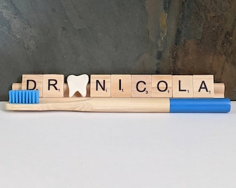 Personalized Dentist Scrabble Tile Name Plates | Dentist Gift | Custom Gift for Dentist, Dental Hygienist