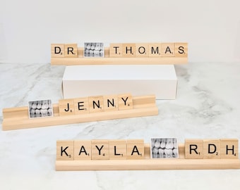 Personalized Dental X-Ray Scrabble Tile Name Plates | Gift for RDH, Dentist Gift, Custom Gift for Dentist, Dental Hygienist Gift, Tooth XRay