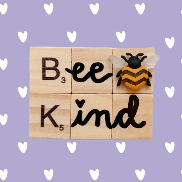 Bee Kind Scrabble Tile Fridge Magnet | Gift for Bee Lovers, Valentine Day Gift, Bee Magnet, Been Kind Magnet