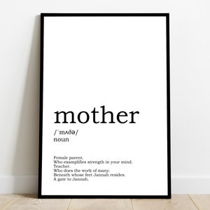 Mother definition islamic art islamic wall art Muslim gifts islamic gifts muslim art islamic frame modern islamic quotes Islamic decor