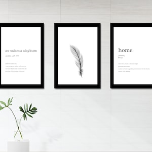 Ensemble de 3 voeux musulmans et définition de la maison, art mural islamique, cadeaux islamiques, citations islamiques, décoration d'intérieur musulmane moderne, cadeau islamique