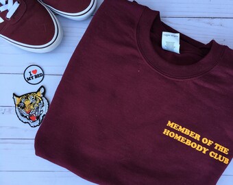 Unisex "Homebody Club" Sweatshirt, Graphic Sweater, Antisocial Club, Crew Neck Pullover