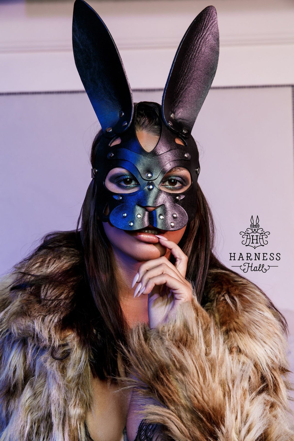Sexy leather bunny mask Fetish leather face mask. Bdsm | Etsy