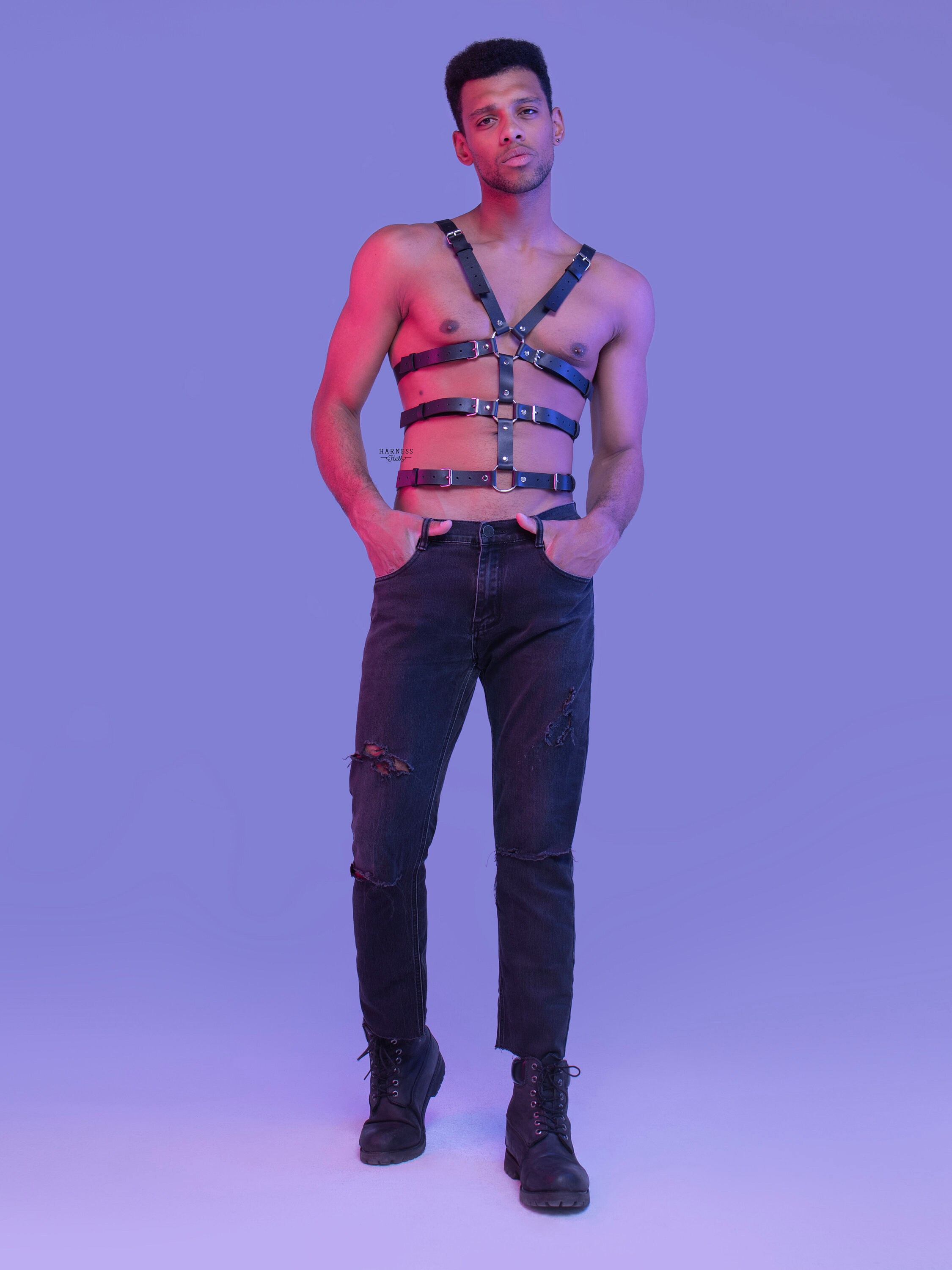 Mens leather body harness lingerie Full body harness belt. Etsy