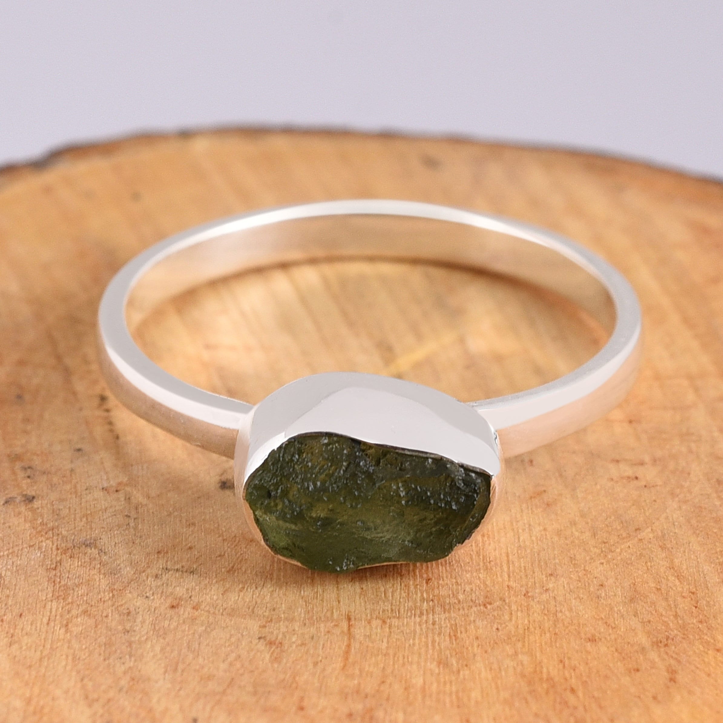 Natural Genuine Moldavite Ring Raw Moldavite Moldavite Etsy