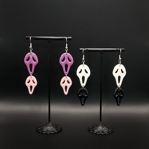 Customizable glitter ghostface earrings, scream earrings, ghostface earrings, halloween earrings, horror earrings
