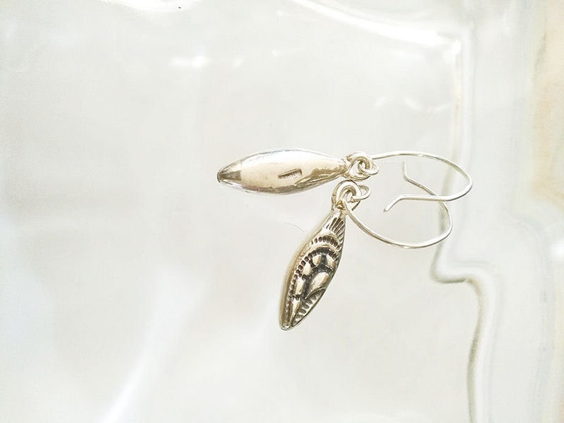 Sterling SIlver Tribal Elements Carved Pod Earrings 1