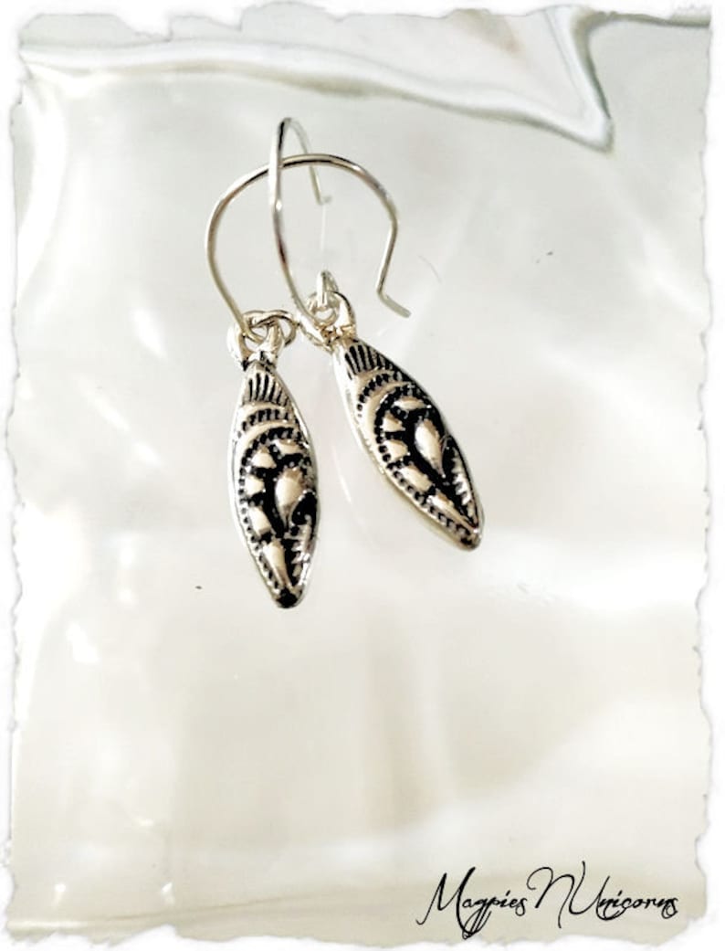 Sterling SIlver Tribal Elements Carved Pod Earrings 1