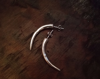 Sterling Silver Curved Tusk Earrings - Handmade Silver Earrings - Women's Silver Earrings - Jewellery Gift Ideas - Unique Silver Earrings