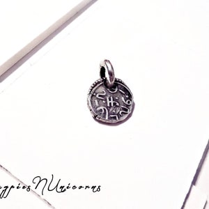Sterling Silver Ancient India &quot;One Rupee&quot; Coin Pendant - Ornate Indian Rupee Silver Pendant For Men & Women - Unique Coin Silver Pendant