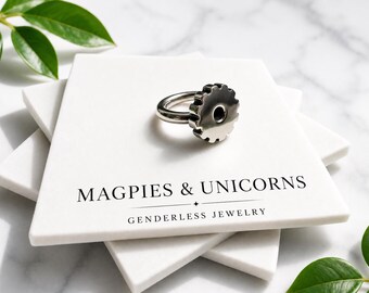 Sterling Silver Rocket Sprocket Ring | Industrial Statement Ring | Genderless Mechanical Jewelry | Futuristic Cog Ring | Magpies & Unicorns