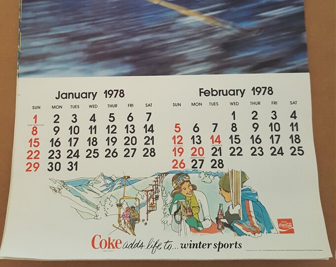 Vintage Coca-cola Calendar Dec 1977 Through Dec 1978 - Etsy
