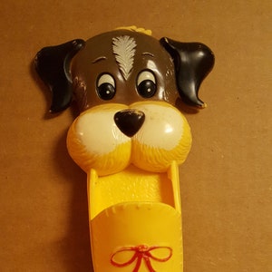 REDUCED - Puppy Dog Holding A Slipper Toothbrush Holder - Vintage Hong Kong 1983