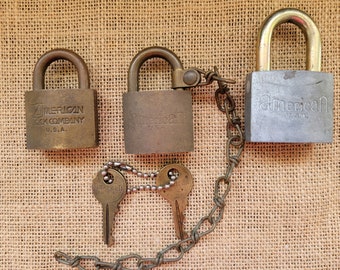 American Lock Company Lot - Three Vintage Padlocks and Two Mismatched Keys