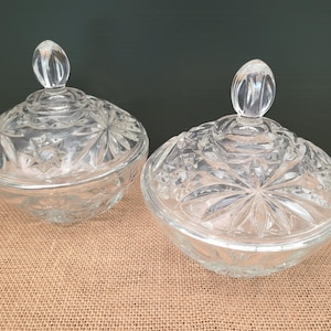 Anchor Hocking Prescut (EAPG) Star of David 5" Candy Dish with Lid - 2 Available