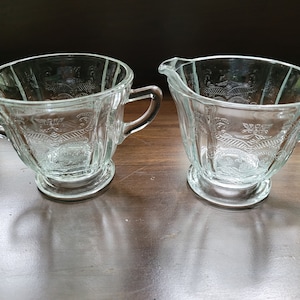 Indiana Glass Madrid Recollection Clear Cream and Sugar
