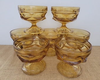 Anchor Hocking Fairfield Amber Sherbets - Set of 7