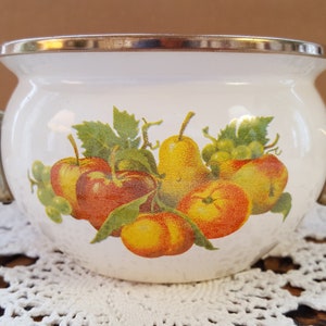 Enamelware Handled Pot With Fruit
