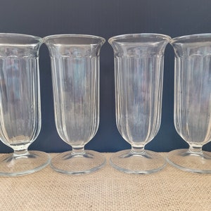 Four Ribbed Parfait Glasses - Perfect for Ice Cream or Pudding