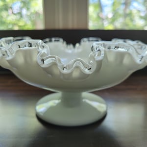 Fenton 8&quot; Silver Crest Pedestal Comport with Double Ruffle