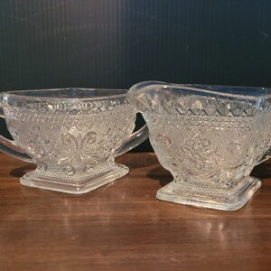 Indiana Glass Sandwich Clear Cream and Sugar