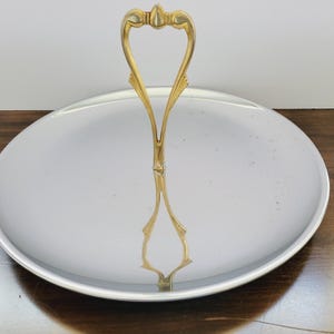 Kromex Vogue Chrome 13&quot; Round Serving Tray with Gold Handle