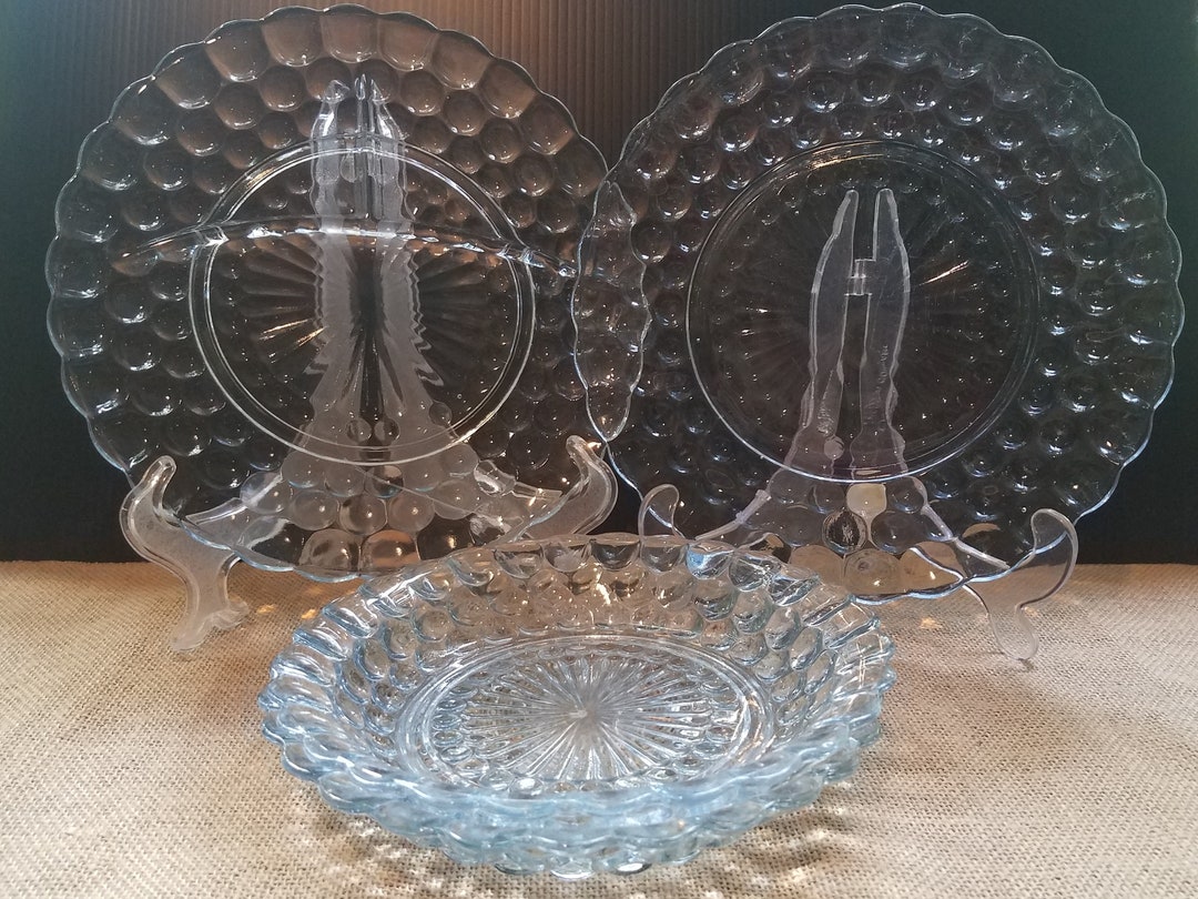 Blue Bubble Depression Glass by Anchor Hocking 6 Pieces Etsy