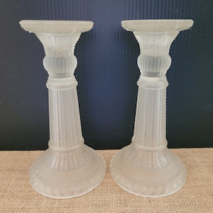 Frosted 7" Candle Holders - Unknown Maker