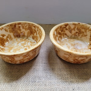 Antique Yellowware Spatterware 5 Inch Small Bowl/Ramekin - Two Available - Bennington