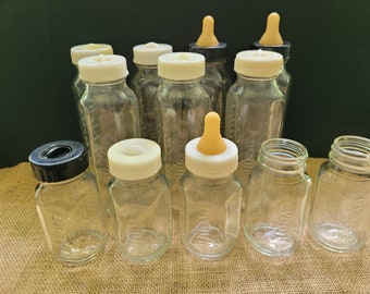 Vintage Evenflo Baby Bottles - Lot of Twelve Bottles plus Accessories