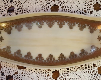 Mid-Century Georges Briard Slag Glass Dish with Heavy Gold Trim