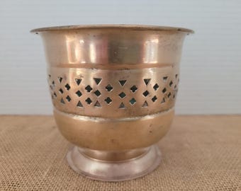 Small Brass Vase with Pierced Design