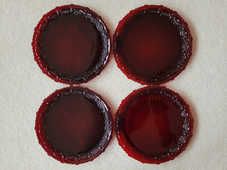 Avon Cape Cod Ruby Red Dinner Plates Two Available Two Sold image 1