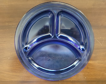 5 Smith Glass "Homestead" Cobalt Blue 9" Grill Plates