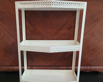 White Metal Three-Tier Wall Shelf - MCM Bathroom