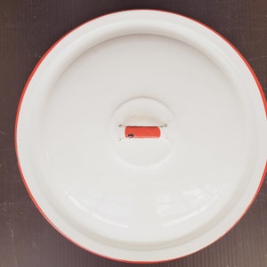 Granite Ware Lid - White with Red Trim - 12&quot;
