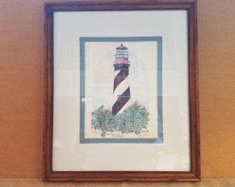 REDUCED -Anastasia Light House St. Augustine FL Limited Edition Framed Picture by Donna Elias