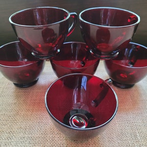 Royal Ruby Punch Cups by Anchor Hocking Set of Six image 1
