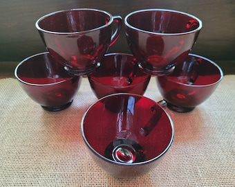 Royal Ruby Punch Cups by Anchor Hocking - Set of Six