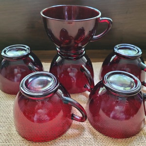 Royal Ruby Punch Cups by Anchor Hocking Set of Six image 2