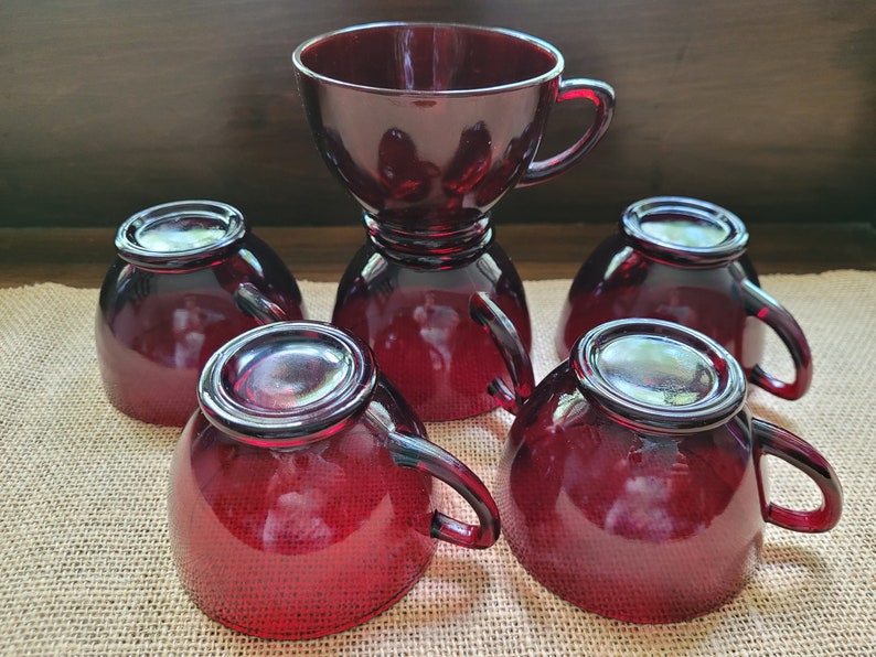 Royal Ruby Punch Cups by Anchor Hocking Set of Six image 2