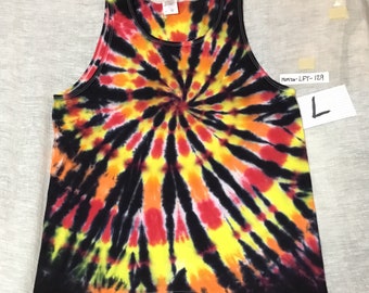 red and black tie dye crop tank top