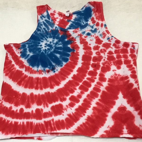 2XL US flag tie dyed unisex tank top