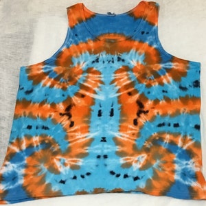2XL unisex Tank gebatikt in Orange, blau + schwarz