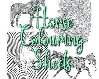 Horse Colouring Sheet Set of 10 pdf jpg