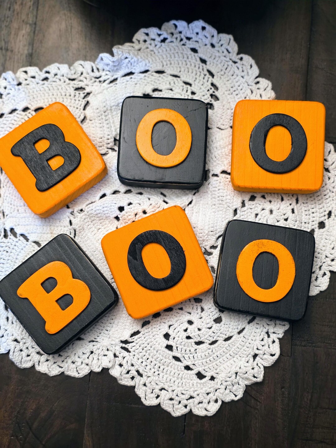 Halloween Decor Wood Blocks With Letters Spell BOO. - Etsy