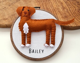 Custom Nova Scotia Duck Tolling Retriever hoop decoration | Personalised felt dog ornament | Gift for dog owner/lover | Custom dog portrait