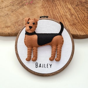 Custom Welsh Terrier hoop decoration | Personalised felt dog ornament | Custom gift for dog owner/lover | Dog portrait | Embroidery replica