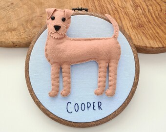 Custom Lakeland Terrier hoop decoration | Personalised felt dog ornament | Custom gift for dog owner/lover | Dog portrait | Dog replica |